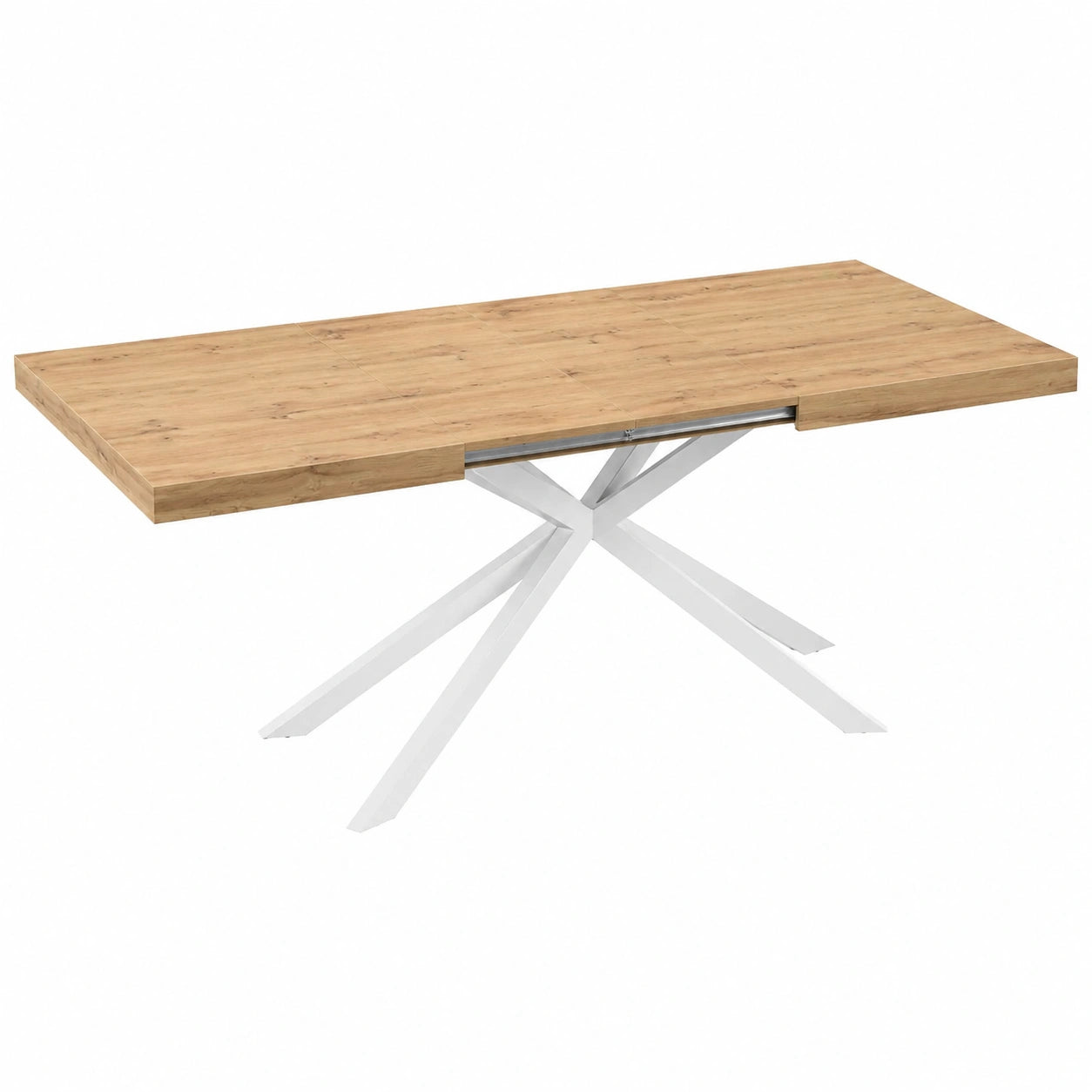 Table, en chêne, extensible, coloris blanc, 140 x 90 x 74 cm, pour les espaces de vie