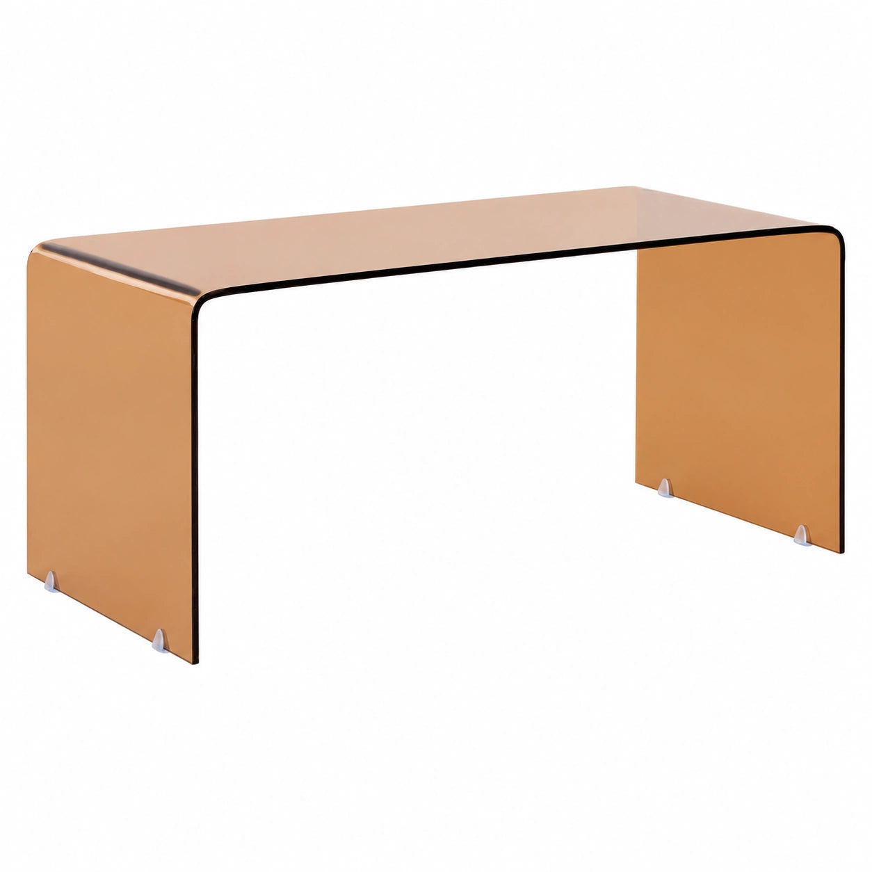Table basse, en verre, coloris marron et transparent, pour le salon
