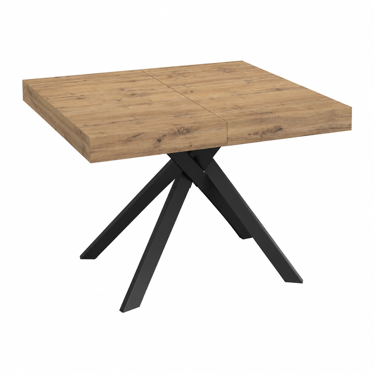 Table, extensible, en chêne, coloris noir, 95 x 90 x 76 cm, pour les espaces de vie