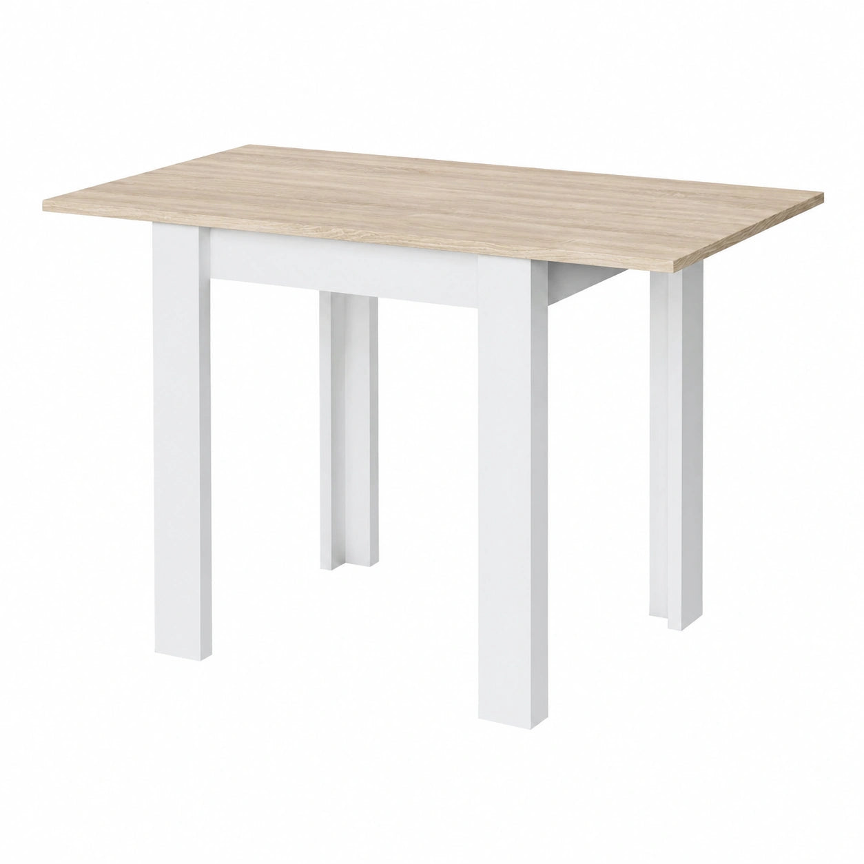 Table, extensible, en chêne, coloris blanc, 134 x 67 x 79 cm, pour les espaces de vie
