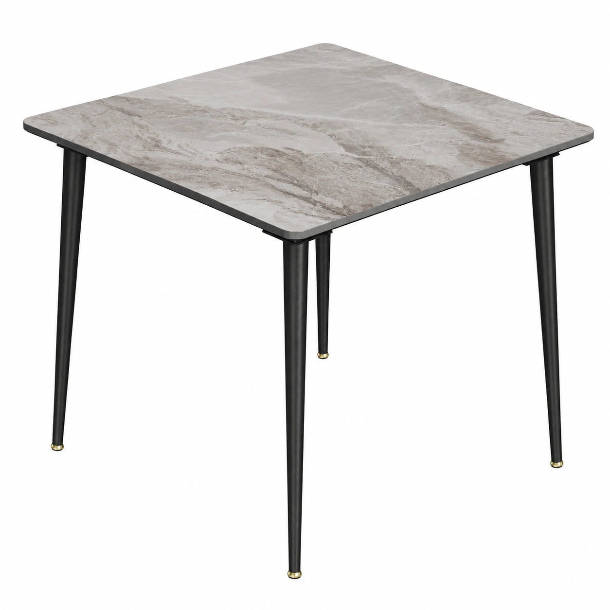 Table à manger, en métal, 4 places, 80 x 80 cm, coloris blanc et gris, pour la salle à manger