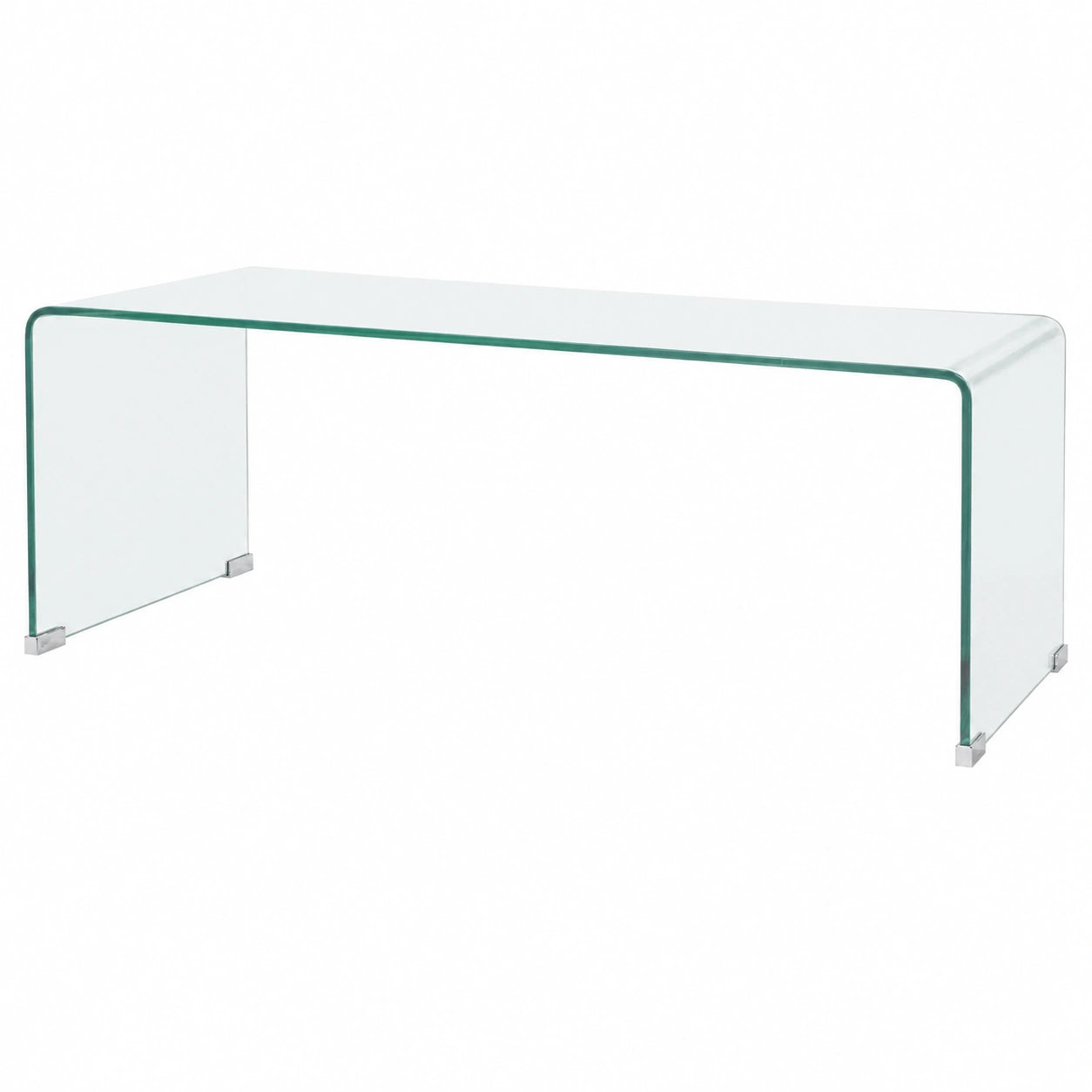Table basse, en verre trempé, coloris transparent, 98 x 45 x 30 cm, pour le salon