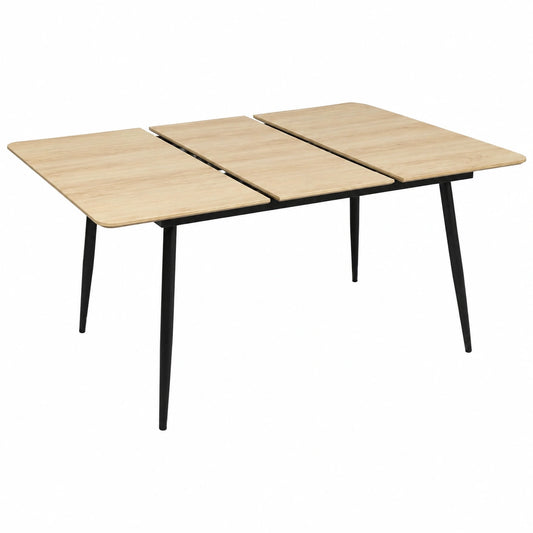 Table à manger, extensible, en chêne et métal, 6 places, 160 x 80 x 75 cm, pour la salle à manger