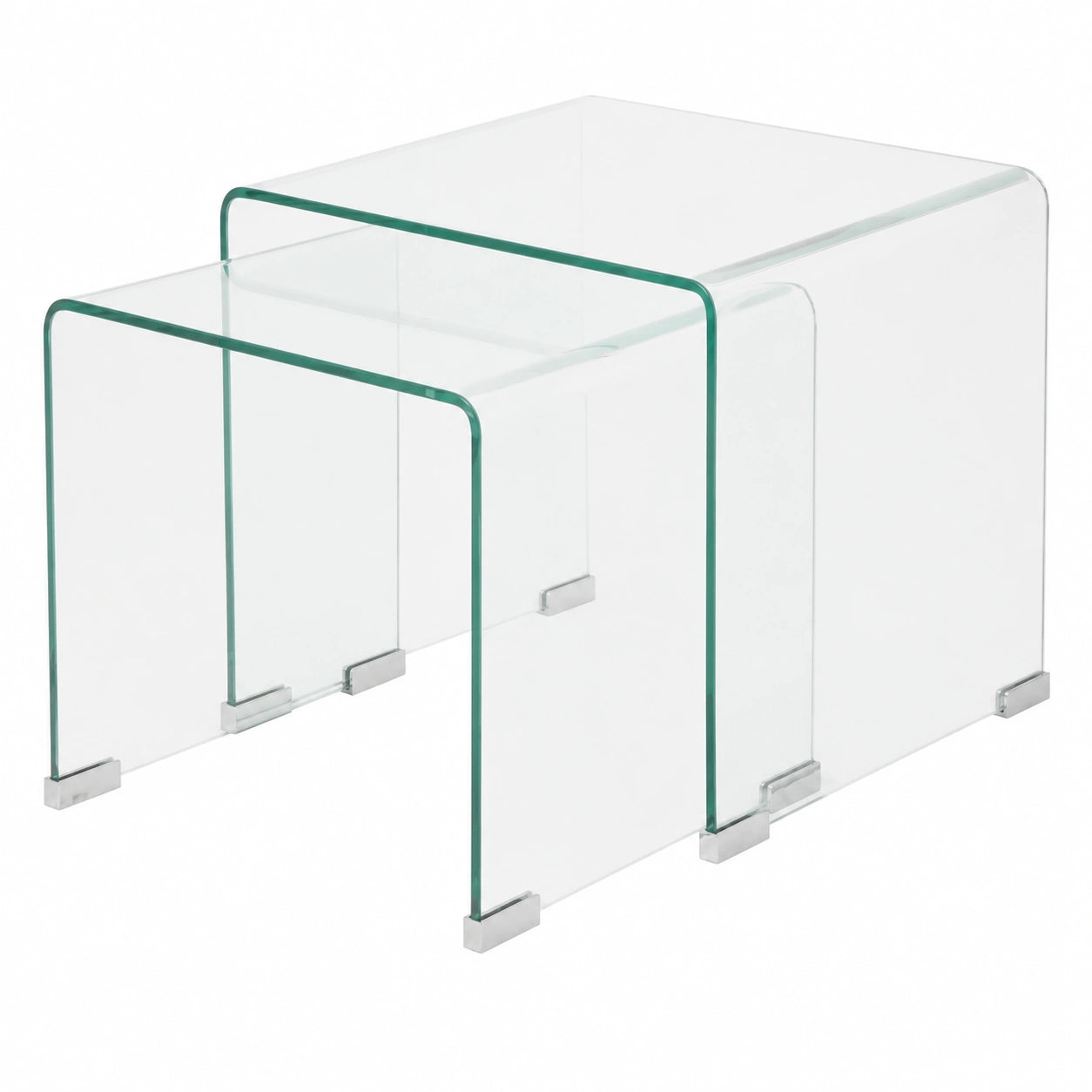 Meuble polyvalent, en verre trempé, 2 pièces, coloris transparent, pour les espaces de vie