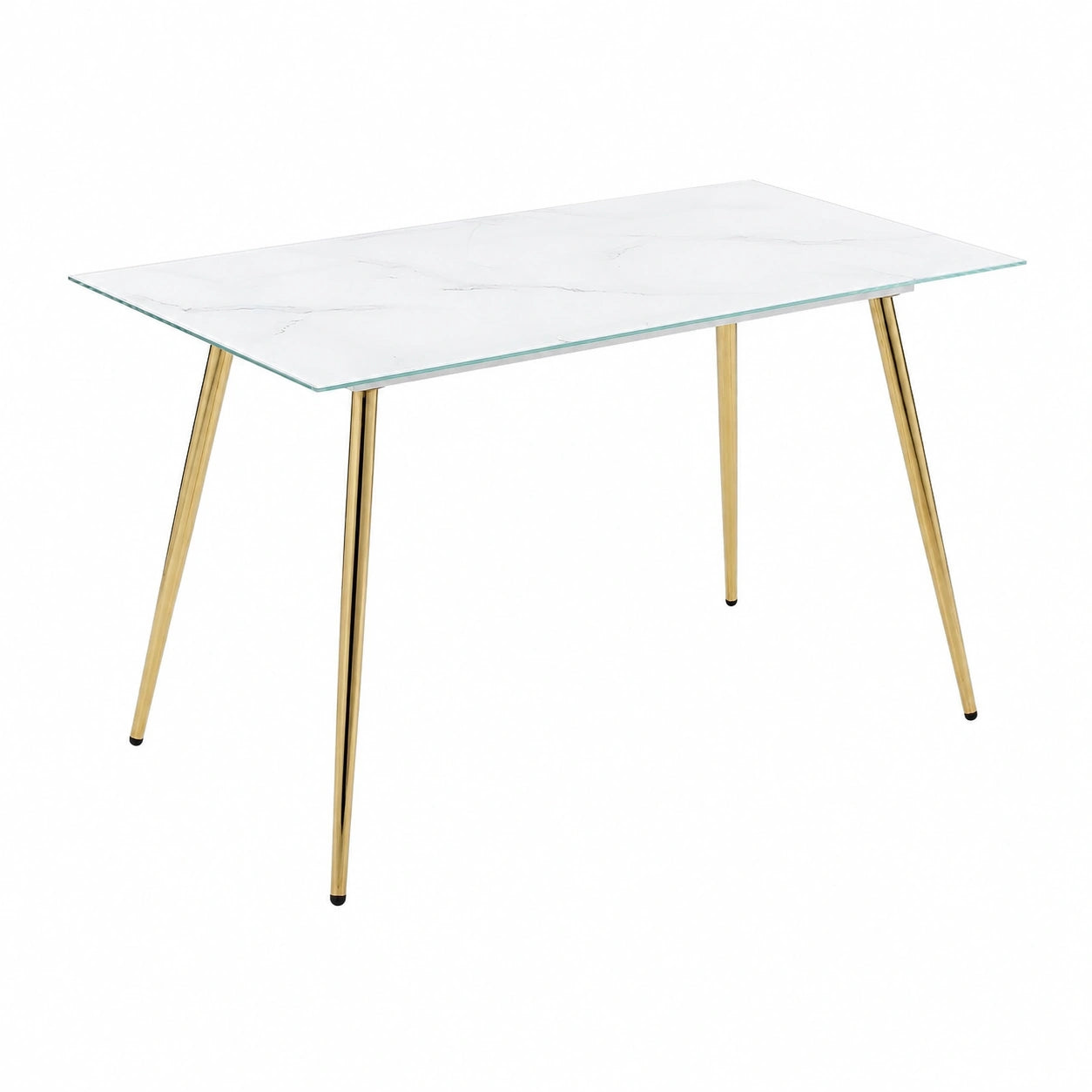 Table à manger, en acier et verre, coloris doré, 120 x 70 cm, pour la salle à manger